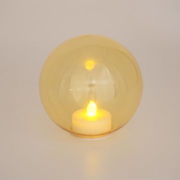 Kerstbal ledkaars geel