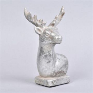 18445_deer zilver zittend 14x10x22cm