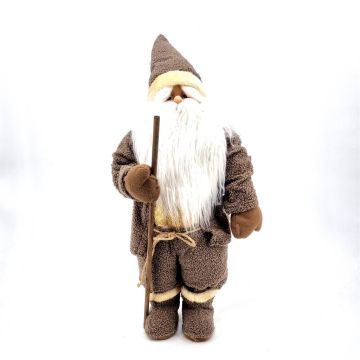 Kerstman Taupe met Wandelstock 80 cm